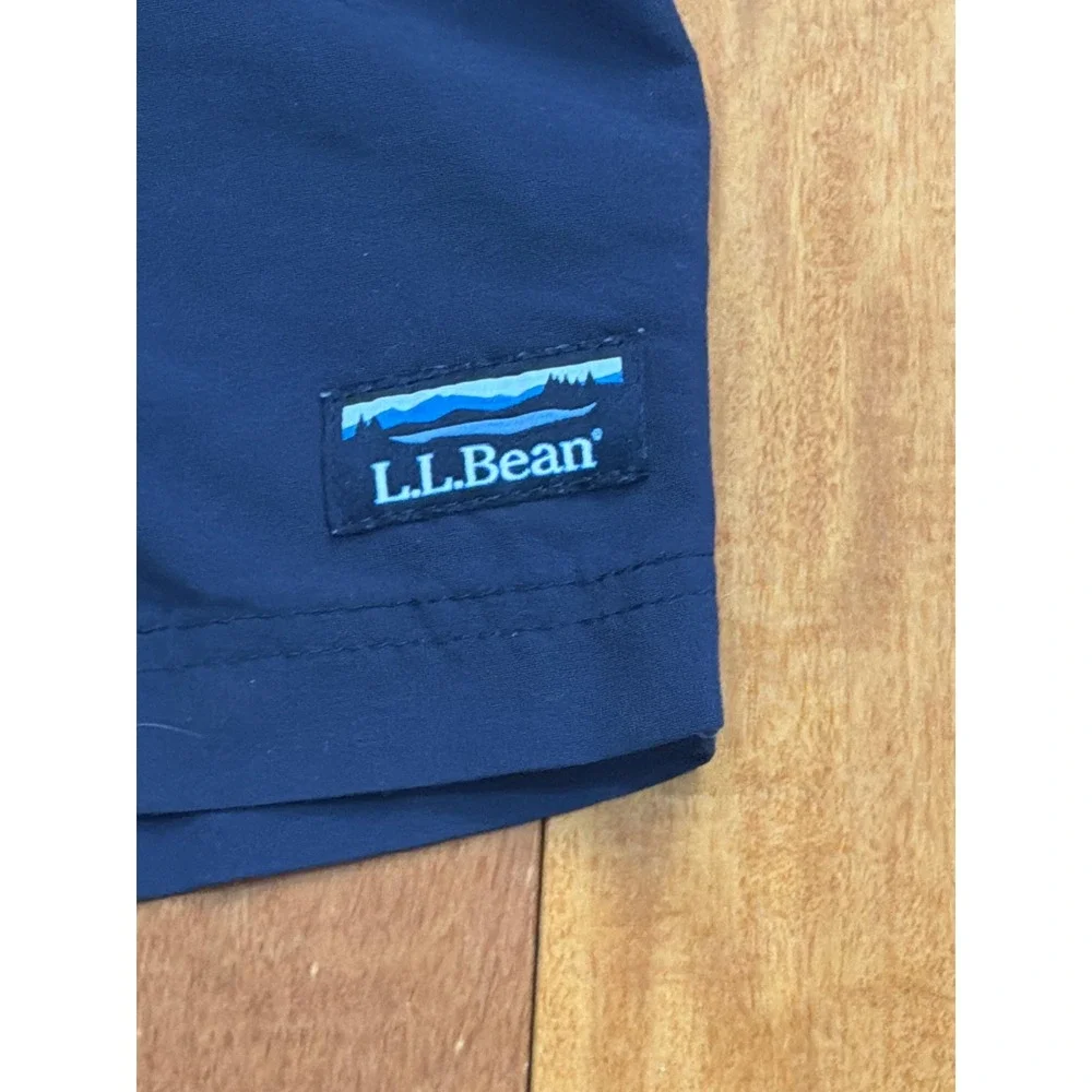 LL Bean Swim Trunks Mens Blue Colorblock‎ Supplex Nylon Shorts 509470 Large